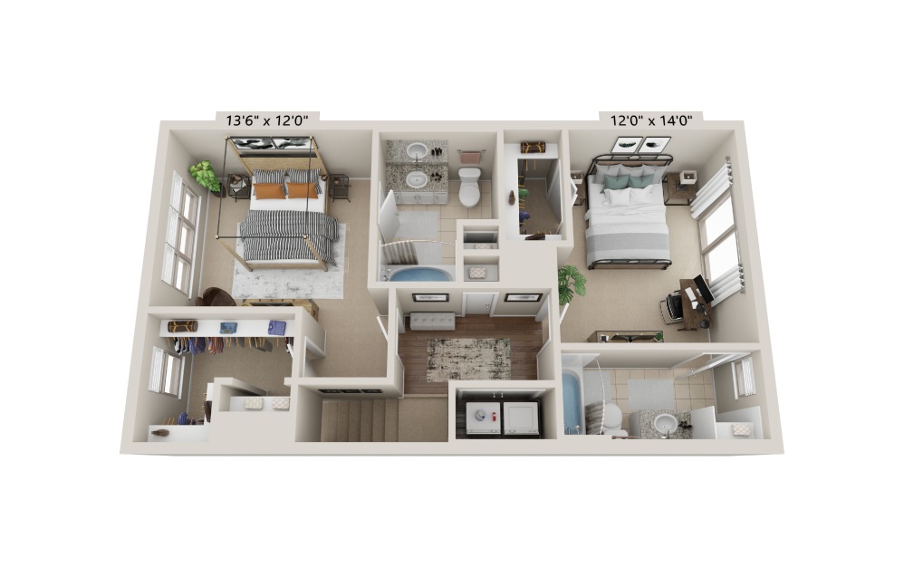 Townhome 1 3 Bed 3 Bath Floorplan